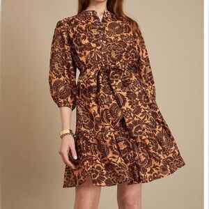 Christy Lynn Rianne Dress Floral Print Linen Size Medium